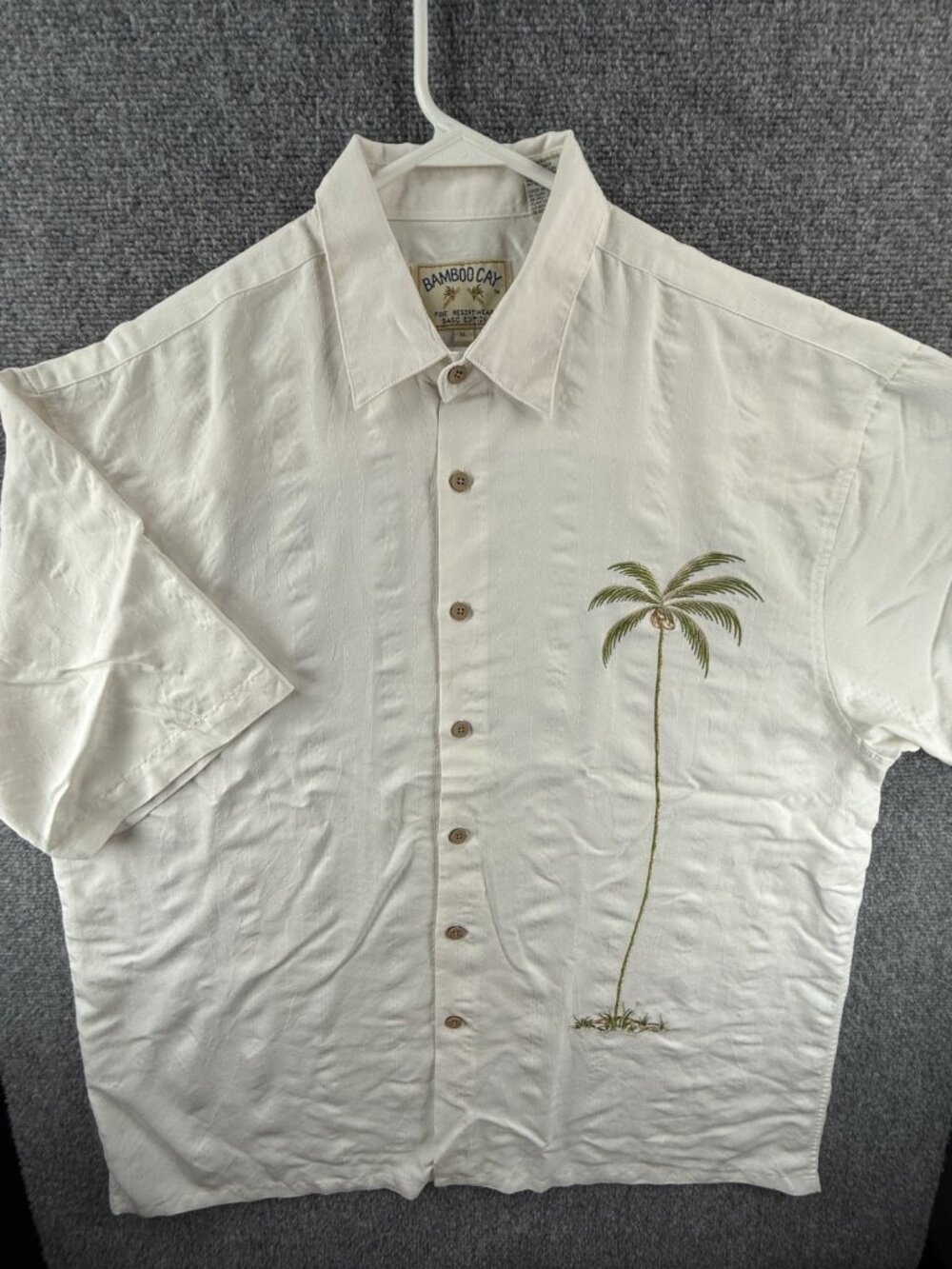 Bamboo Cay Loop Striped Camp Rayon Polyester Short Sleeve XL White Button Up Men